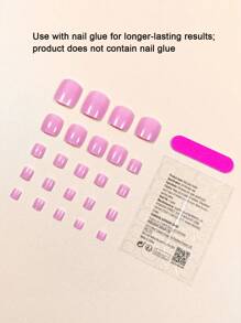 24Pcs Square Artificial Nail Tips Set For Manicure, Suitable For Date, Shopping, Afternoon Tea Press On Nails Toe Nails Nail Supplies Nails