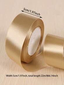 22m Champagne Gold Wedding Decoration Ribbon With Flower Wrapping Bowknot Ribbon Gift Box Silk Ribbon, Back To School Valentine Day