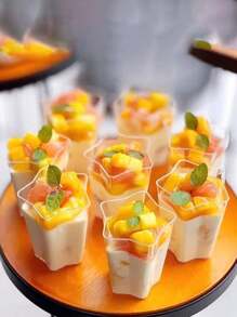 10个/20个一次性塑料创意迷你星形慕斯杯布丁杯提拉米苏杯果冻甜品杯无盖