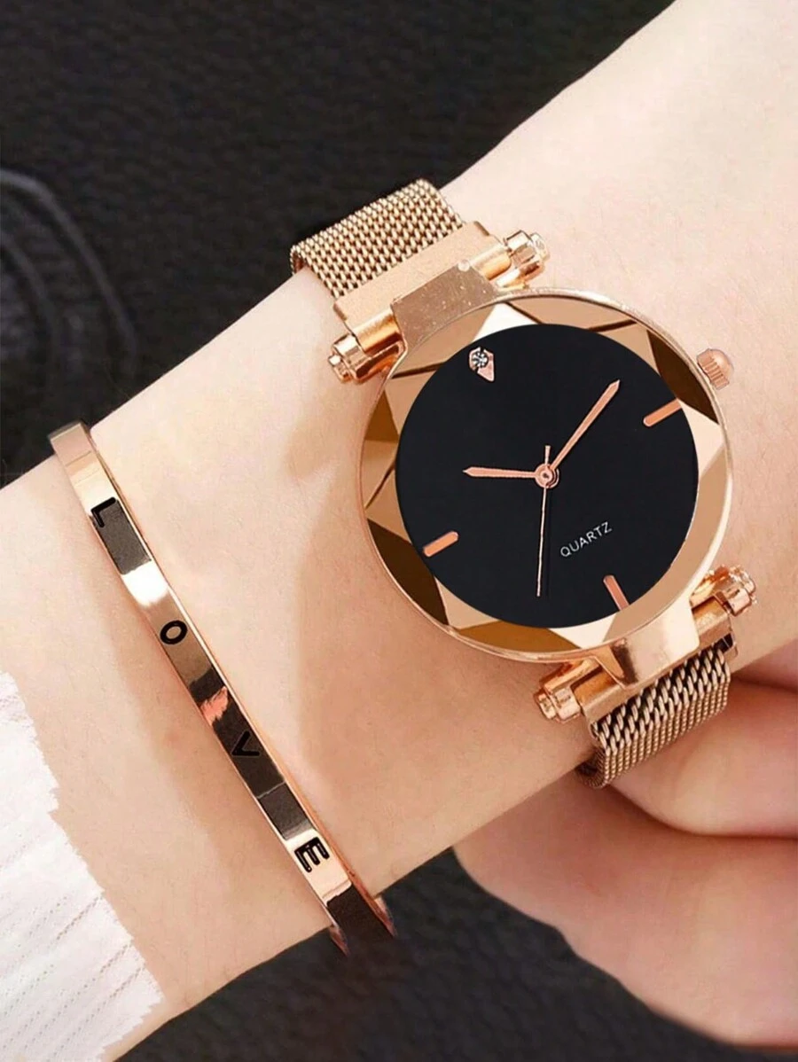 2 件水钻纯色可爱数字儿童女孩手表手链首饰，返校季