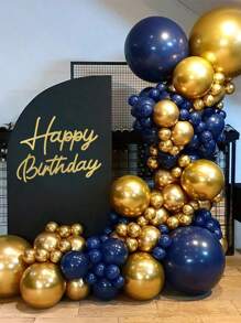 1 套生日快乐背景标语 - 毛毡生日快乐标语，用于气球拱门生日派对气球拱门背景装饰，用于生日派对淋浴，生日快乐背景标语，金色大号生日快乐装饰派对贴花标语，适用于女性男性中性，带转印纸