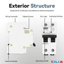 CILIA CILIA Interruttore automatico miniaturizzato 4 pezzi, 2 moduli, 220 V 6 KA, MCB 1P + N C10/16/20/25/32