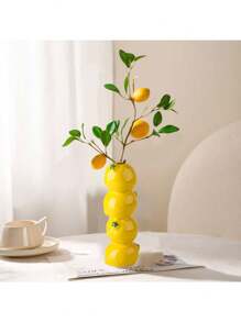 NJCHARMS Njcharms Lemon Shape Ceramic Vase, Rustic Farmhouse Vase For Table Decor, Wedding Arrangements, Office Decor, Unique Design, Dual Purpose Home Office, Flower Arrangements In Vases For Party Or Home Decor Gifts Birthday Graduation Room Decor Flower Vase Glass Vase