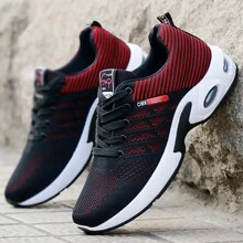 Sports Shoes, Mesh Sports Shoes, Breathable Sports Shoes, Casual Sports Shoes, Lightweight Sports Shoes, Non-Slip Tennis Shoes, Simple Multifunctional Sports Shoes - 紅色 - 查看 2