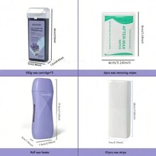 WAXKISS Roll-On Wax Kit For Painless Hair Removal, Includes 2 Lavender Wax Cartridges, Roller Wax Kit For Women And Men, Easy At-Home Use For Large Areas, Leaves Skin Smooth And Hair-Free - 查看 3