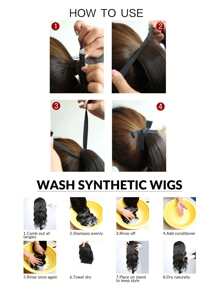 Extensiones de cabello sintético resistente al calor de 20 pulgadas de color negro/marrón con clip, peluca de cola de caballo envolvente, adecuada para niñas y mujeres para uso diario - Marrón Chocolate - Ver 9