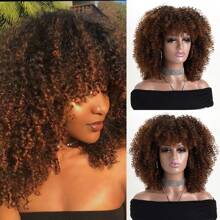 16" Short Curly Afro Kinky Wig, Multi-Color Fluffy Synthetic Fiber Wig, Suitable For Daily Wear, Holiday, Wedding, Birthday, Party, Halloween Costume - 彩色 - 查看 22