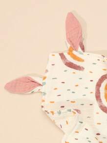 1pc Baby Drool Bib, Floral Print Soft Double-Layer Muslin Cloth Drool Bib With Bunny Ears - Multicolor - View 8