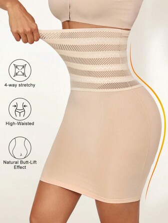 Falda de tubo de control de abdomen de talle alto básica para mujer