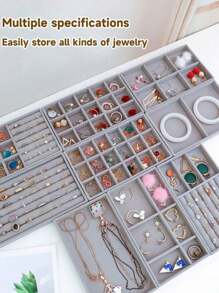 六合一天鹅绒首饰展示托盘，大容量首饰收纳盒，独立隔层设计，简约多槽首饰架，首饰托盘，可叠放抽屉式托盘，适用于耳环、项链、手链、脚链、戒指、发夹、发带等，也可作化妆包、洗漱包、桌面收纳盒、化妆包、化妆袋、化妆品收纳盒、梳妆配件、化妆袋、首饰盒、化妆刷架、化妆刷收纳盒、香水收纳盒、化妆包，女士礼物，圣诞礼物，女士礼物创意，房间装饰 - 彩色 - 查看 7