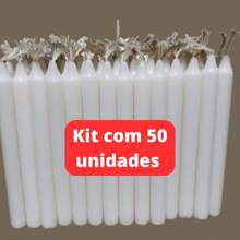 Kit 100, 50, 20 And 10 White Candles Stick (12 Cm X 1.1 Cm) Long Burning 100% Paraffin - 50 - 查看 1