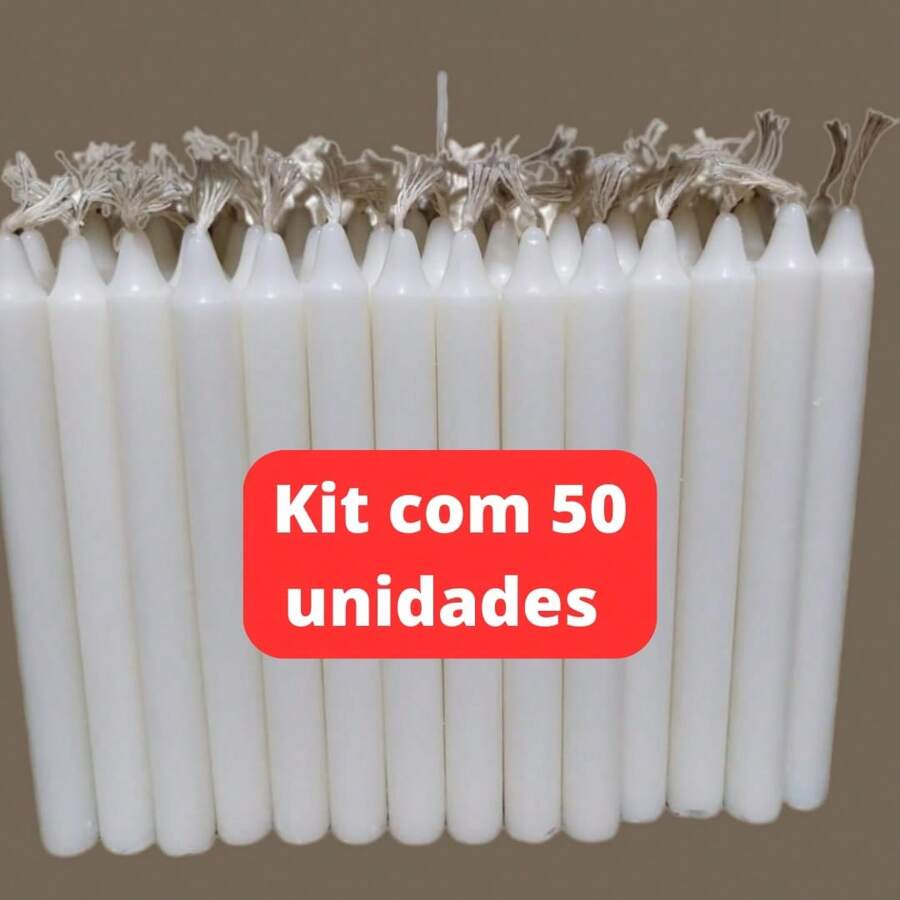 Kit 100, 50, 20 And 10 White Candles Stick (12 Cm X 1.1 Cm) Long Burning 100% Paraffin - 50 - 查看 1