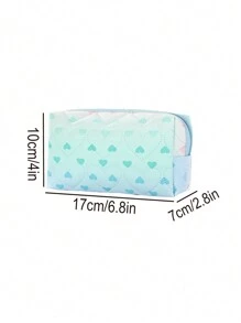 1pc Heart Pattern Valentine's Day Gradient Makeup Bag, Fashion Portable PU Waterproof Makeup Bag - Smooth Zipper Creative Design, Ample Storage Space Design Travel Makeup Bag,For Holiday Beach, Bathroom Collection, Bedroom Collection, Large Capacity - Multicolor - View 2