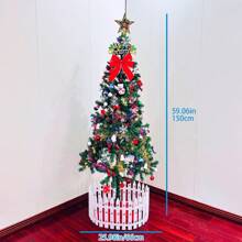 5ft Artificial Christmas Tree With LED Energy-Saving Lights, Including 109 Pendant Tree Skirts And Guardrails - màu xanh lá - Xem 2