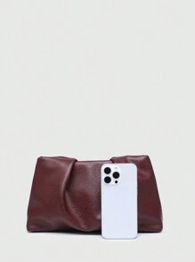 Túi xách vuông dành cho nữ, màu đỏ tía, thiết kế xếp ly hình đám mây, dung tích lớn, thời trang, thích hợp cho du lịch và mua sắm. - Màu Đỏ Sâu - Xem 2