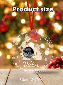 1pc Personalize Expecting Parents Christmas Ornament,Custom Sonogram Photo&Text , New Parents Gift, Baby Pregnancy Keepsake, Mom Dad To Be Ornament Decor For Christmas Tree, Pregnancy Announcement Ornament,New Mom Dad Gift, First Time As Mom Dad Gift,Pregnancy Gifts For First Time Moms, Mom To Be Gift, Best Gifts For Expecting MomTo Be, 1st Xmas Ornament Gift For New Dad New Mom - Multicolor - View 7