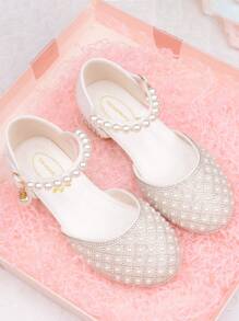Kids Crystal High Heel Shoes, Girls Princess Shoes, Rhinestone White Wedding Party Dress Shoes, Toddler Girl Closed Toe Sandals