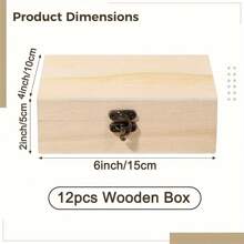 Pequeñas cajas de madera con tapa con bisagras, cierre frontal, caja de joyería vintage de sobremesa, accesorios hechos a mano, caja de almacenamiento con cerradura, caja de joyería sin pintar (cuadrada), accesorios para anillos, caja del tesoro pintable para manualidades, fiestas de cumpleaños y regreso a la escuela
