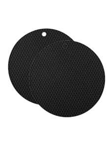 Pack Of 4, Multi-Purpose Silicone Thermal Insulation Pad, Microwave Oven Pad, Kitchen Thermal Pad, Hot Dish Thermal Insulation Pad, Placemat, Suitable For Hot Pot Pots, Bowls, Kitchen Counters, Heat Resistant - Black - View 4