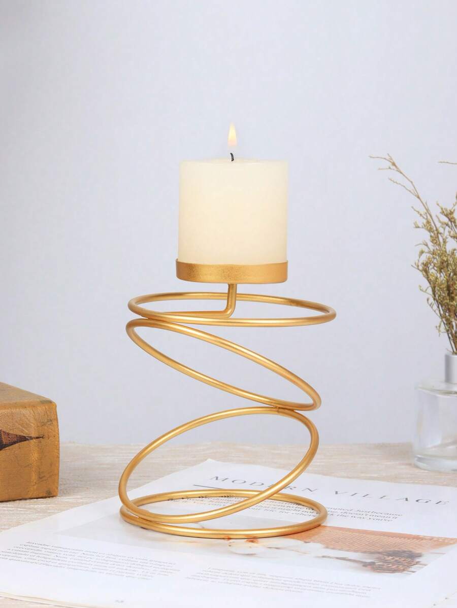 1PC Metal Iron Art Spray Candlestick Fashionable and Creative Nordic Wedding Party Candlelight Dinner Props Household Candlestick Decoration - Gold - View 1