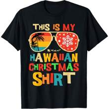 This Is My Hawaiian Christmas Matching Family Hawaii T-Shirt, Women's Casual Short Sleeve Round Neck T-Shirt - Black - View 1