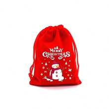 1 bolsa de regalo de Navidad - 1 pieza aleatoria de bolsa de regalo de franela con cordón, bolsa de embalaje de caramelos, 12 piezas (rojo) - Multicolor - Ver 7