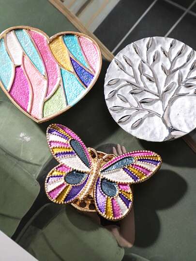 1 chiếc kẹp kim đan/thêu hình cây tròn hoạt hình, dụng cụ gắp kim từ tính bằng kim loại dùng trong thủ công DIY.