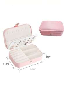 1pc PU Jewelry Storage Box, Portable Travel Jewelry Organizer, Vanity Storage Container, Multi-Compartment Travel Jewelry Display Box, Storage Gift Box, Display Box, Simple Flip Cover, Large Capacity, Suitable For Storing Rings, Necklaces, Earrings - Multicolor - View 9