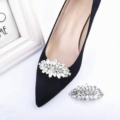 2 pezzi/set fermagli da scarpa con fibbia di strass, accessorio rimovibile per tacchi alti da sposa, stile europeo e americano