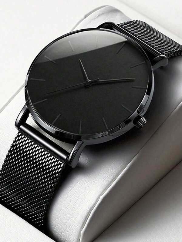 ساعة رجالية رياضية أعمال كاجوال بهيكل من الشبكة الفولاذية المقاوم للصدأ مع ساعة كوارتز، أجمل هدية للطلاب في عودتهم إلى المدرسة والهدية الأكثر تميزًا لعيد الأب