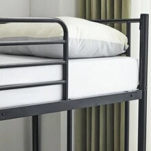 Iron Bed Bunk Bed With Ladder For Kids Twin Size Black
