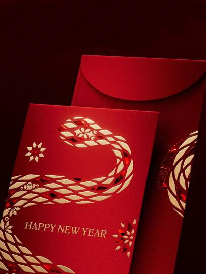 6pcs Snake Year Monetary Gift Envelopes 2025 New Red Packets Premium Chinese New Year Decorative Envelope