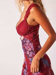 Women's Y2K Summer Bodycon Maxi Dress Floral Print Lace Patchwork Long Dress Sleeveless Backless V Neck Party Dress Beach Vacation Sundress - Đỏ - Xem 7