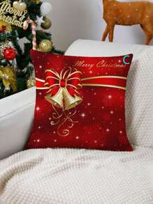 1pc/4pcs/Set Sparkly Christmas Background Design Pillow Covers, Modern Style Printed Velvet Fabric Pillowcases For Sofa, Bedroom, Home Decoration, Christmas Without Filler