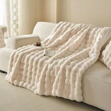 1 pieza Manta de piel de conejo falsa, lujosamente cálida, suave y acogedora, adecuada para la sala de estar, el dormitorio, el sofá, la decoración del hogar, un gran regalo para Navidad