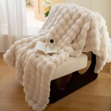 1 pieza Manta de piel de conejo falsa, lujosamente cálida, suave y acogedora, adecuada para la sala de estar, el dormitorio, el sofá, la decoración del hogar, un gran regalo para Navidad