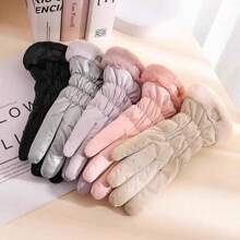 1 Par de guantes de mujer de moda cálidos para otoño e invierno, de material de terciopelo reforzado, que permiten el uso de pantalla táctil, adecuados para ciclismo al aire libre, deportes, escalada de montaña, Navidad y San Valentín, accesorios para fiestas