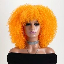 16" Short Curly Afro Kinky Wig, Multi-Color Fluffy Synthetic Fiber Wig, Suitable For Daily Wear, Holiday, Wedding, Birthday, Party, Halloween Costume - 彩色 - 查看 13