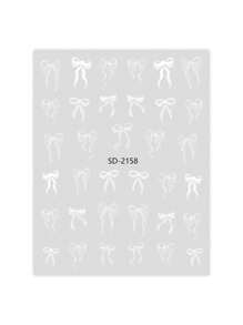 1 件情人节黑白星、心、蝴蝶结美甲设计时尚美甲贴纸