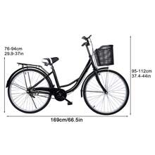 26 Inch Adult Cruiser Bicycle, Commuter Bike With Basket, Steel Frame Urban Bike For Men, Women, Youth - 26寸黑色 - 查看 3