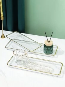 一套优雅长方形首饰托盘，精美装饰盘，用于展示首饰，完美的家居装饰品，理想的圣诞礼物，贴心的新年礼物，男女皆宜的独特礼物，奢华玛瑙首饰展示托盘，饰以金色镶边，完美适用于戒指、耳环和小饰品，时尚女士礼物，返校必备 - 彩色 - 查看 1