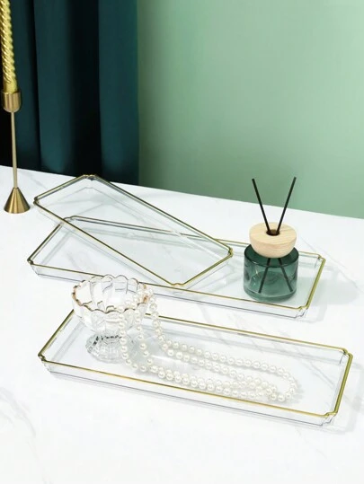 一套优雅长方形首饰托盘，精美装饰盘，用于展示首饰，完美的家居装饰品，理想的圣诞礼物，贴心的新年礼物，男女皆宜的独特礼物，奢华玛瑙首饰展示托盘，饰以金色镶边，完美适用于戒指、耳环和小饰品，时尚女士礼物，返校必备