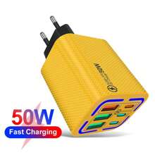 50 W 3 USB+3 PD Ladegerät, Schnellladenetzteil kompatibel mit den neuesten Apple-Geräten wie 16, 15, 14, 13, 12, iPad Tablets und anderen Smartphones, Ultrahochgeschwindiges Laden geeignet für Reisen, Büro, Studentenwohnheim und Zuhause mit mehreren Anschlüssen