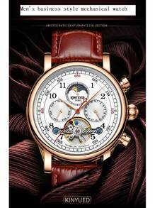 KINYUED Automatic Mechanical Watch Business Men's Watch Multi-Function Mechanical Watch Gentleman Style Men's Watch - 玫瑰金 - 查看 3