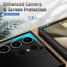 Heavy Duty Phone Case Designed For Galaxy Series Case With 1Pc Tempered Glass Screen Protector, Shockproof Dropproof Anti-Scratch Phone Case Cover For Galaxy Series - 黑色 - 查看 3