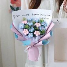 1件[不含灯条] 毕业礼物创意迷你针织绒球花束，向日葵人造花束，迷你针织花束，毕业，生日，婚礼，情人节礼物，装饰，送给老师，女朋友，最好的朋友 - 彩色 - 查看 18