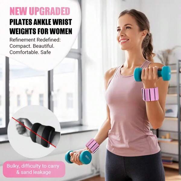 MEIYIXING 1 Pair Wrist And Ankle Weights Set, 2 Lbs(900g) Each, Adjustable Fitness Weights, Resistance Training Bands, Pink Silicone Skin Friendly Material, Women Men Wearable Aerobic Exercise Equipment, Powerful Arm And Leg Weights, Modular Weight Bands, Strength Training Supplies, For Home Indoor Gymnasiums Yoga Pilates Workouts And Outdoor Walking Running Hiking Weight Sets Gym Accessories, Deporte, Gimnasio, Ejercicio En Casa, Maquinas De Gimnasio, Entrenamiento En Casa