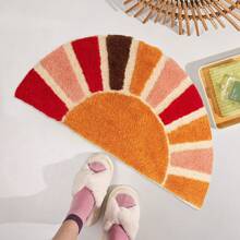 Boho Bathroom Rugs Retro Sun Bath Mat Soft Fluffy Water Bathroom Rug Boho Half Circle Bath Mat Non-Slip Half Circle Colorful Rug For Bathroom Washable Carpet Floor Rug For Home Decor 41x76 CM - Multicolor - View 4