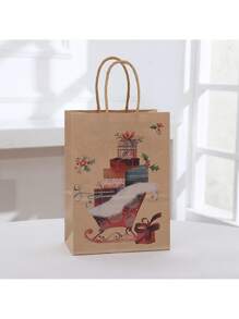 4 piezas/12 piezas Bolsas de regalo de Navidad de papel kraft, bolsas de regalo de Navidad, bolsas de tela de Navidad, bolsas de regalo para fiestas navideñas con asas, adecuadas para celebraciones de Navidad, decoración navideña, decoración de Navidad