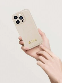 1 个米色定制手机壳，带有个性化 DIY 人物、烫印工艺、简约时尚的真皮防震手机壳、全覆盖防摔保护，是送给朋友、家人和自己的节日礼物。兼容 iPhone 16/15/14/13/12/11 Pro Max 和 Galaxy A55 A54 A53 A52 A51 A35 A34 A33 A32 A23 A21S A15 A14 A13 A12 A03 5G 4G。